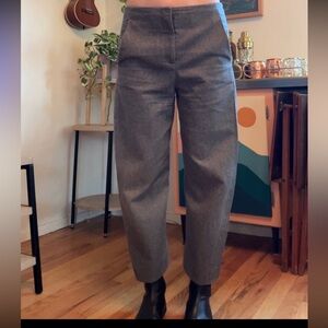 COS Gray Wool Blend Trousers with Slight Ballon/Barrel Leg Tapered fit